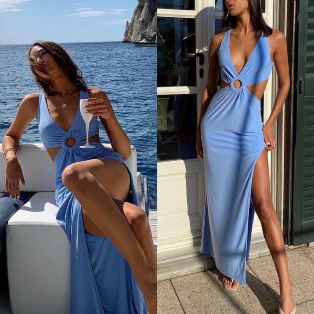 NWT Song of Style Cecilia Maxi Dress in Cornflower Blue, Size XS